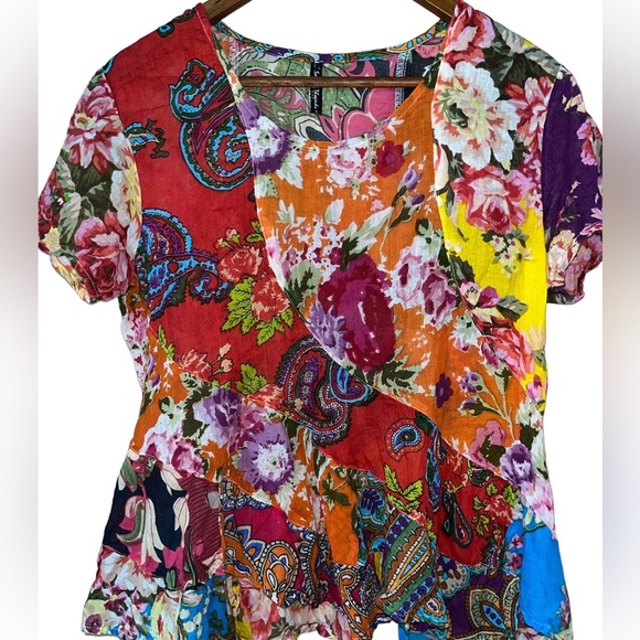 Sacred Threads cotton gauze Ruffle top - Picture 2 of 3